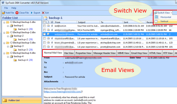 Import DBX Emails to PST Screenshot 1