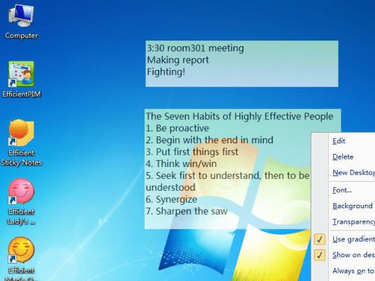 Portable Efficient Sticky Notes Screenshot 1