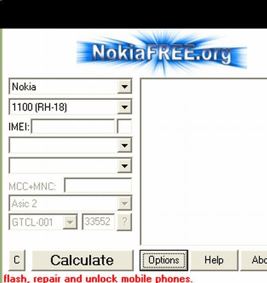NokiaFREE Unlock Codes Calculator Screenshot 1
