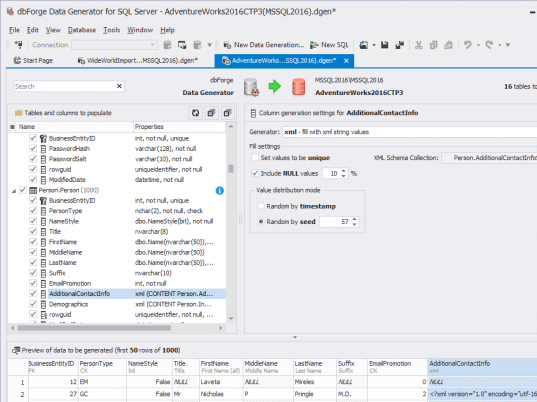 dbForge Data Generator for SQL Server Screenshot 1