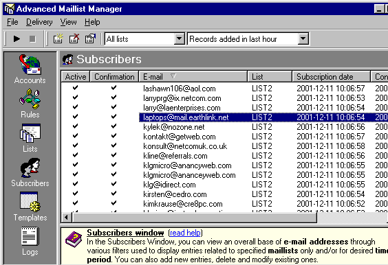 Advanced Maillist Manager Screenshot 1