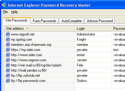 Internet Explorer Password Revealer Screenshot 1