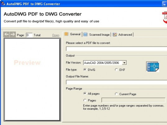 PDFIn PDF to DWG Converter Screenshot 1