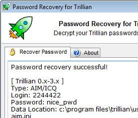 Trillian Password Recovery Screenshot 1