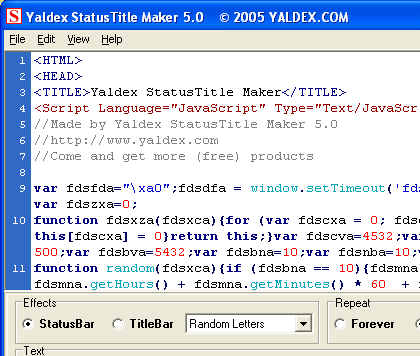 Yaldex StatusTitle Maker 5.7 Screenshot 1