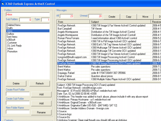 x360soft - Outlook Express ActiveX SDK Screenshot 1