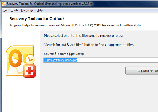 Recovery ToolBox for Outlook Screenshot 1