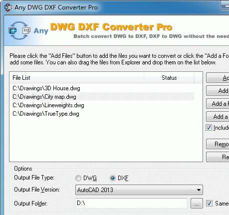DWG to DXF Converter Pro 2010.5 Screenshot 1