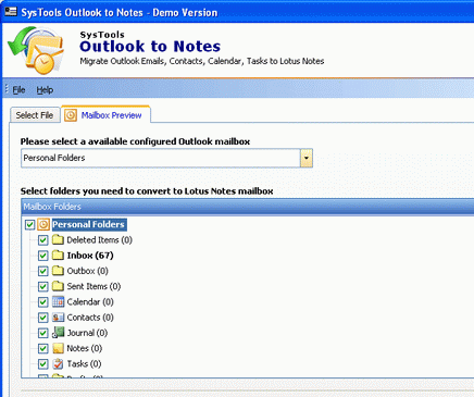 Configure Outlook for Lotus Notes Screenshot 1