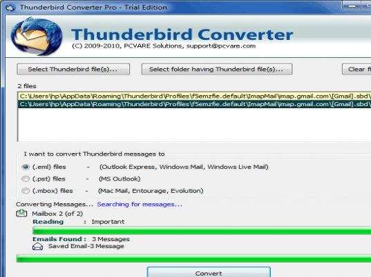Export Thunderbird to Windows Mail Screenshot 1