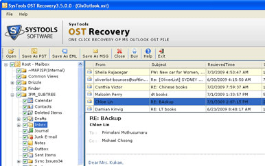 Restoring OST Files Screenshot 1