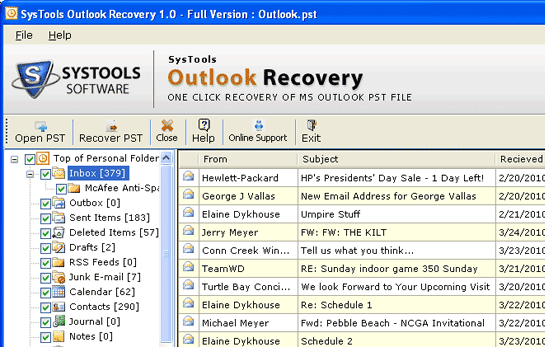 Microsoft PST File Recovery Screenshot 1