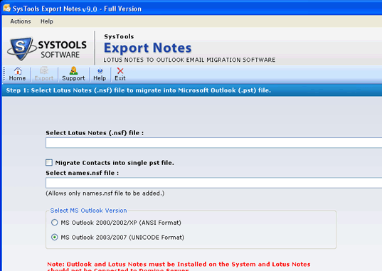 Export from Lotus Notes to Outlook Screenshot 1