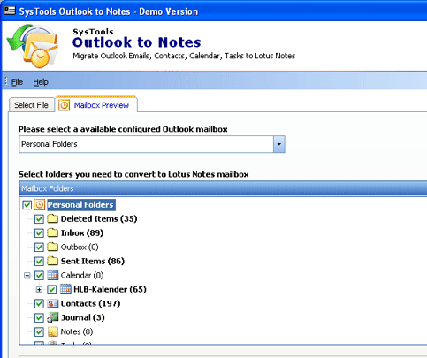 Read Outlook Emails in Lotus Notes Screenshot 1
