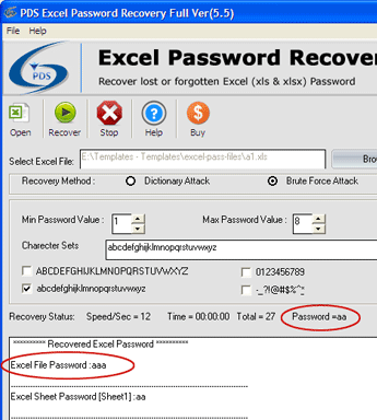 Excel Password Solver Screenshot 1