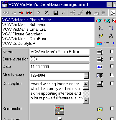 VCW VicMan's DataBase Screenshot 1