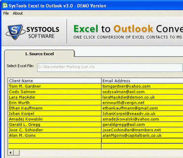 Convert Excel to Outlook Screenshot 1