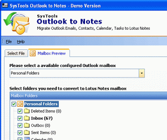 Outlook Connector 2007 for Lotus Notes Screenshot 1