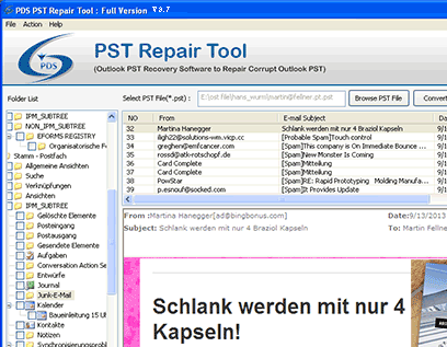 Repairing MS Outlook PST Files Screenshot 1