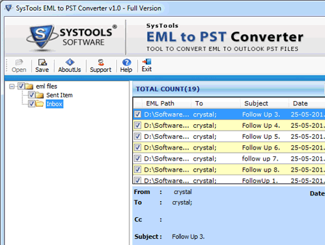 Thunderbird EML to Outlook Screenshot 1