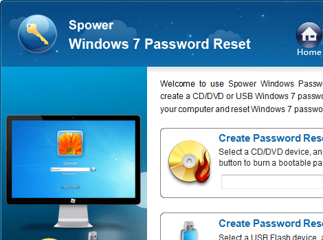 Spower Windows 7 Password Reset Screenshot 1