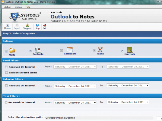 Import Outlook 2007 to Lotus Notes Screenshot 1
