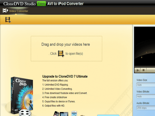 CloneDVD Studio Free AVI to iPod Convert Screenshot 1