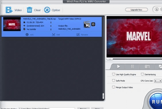WinX Free FLV to WMV Video Converter Screenshot 1