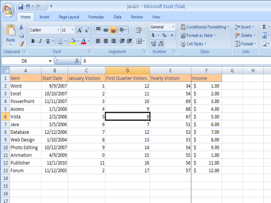 Microsoft Office Excel Screenshot 1