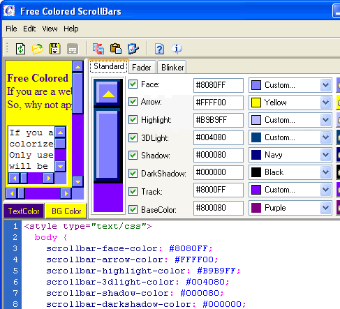 Free Colored ScrollBars Screenshot 1