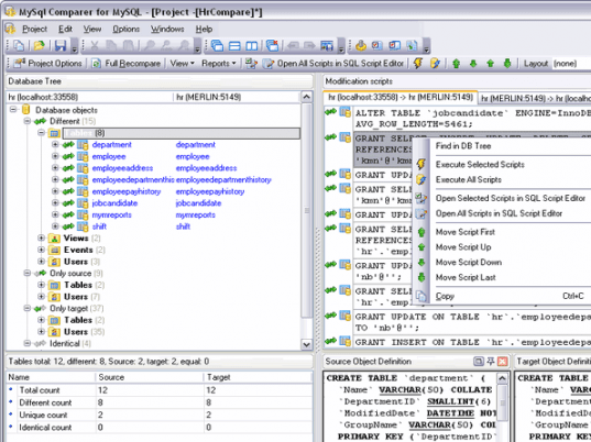 EMS DB Comparer for MySQL Screenshot 1