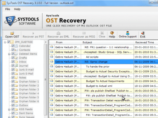 OST to Outlook Import Screenshot 1