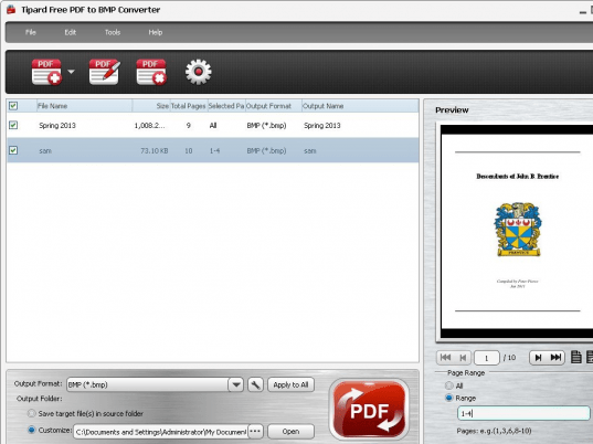 Tipard Free PDF to BMP Converter Screenshot 1