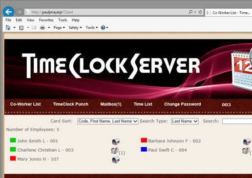 TimeClockServer Screenshot 1