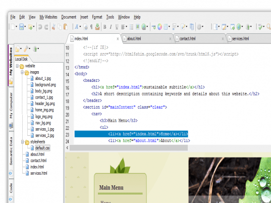 CoffeeCup Free HTML Editor Screenshot 1