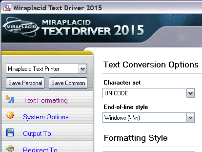 Miraplacid Text Driver Screenshot 1