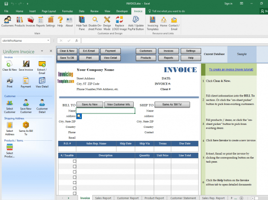 Excel Invoice Manager Express Screenshot 1
