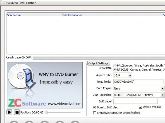 Apollo WMV/ASF/ASX to DVD Burner Screenshot 1