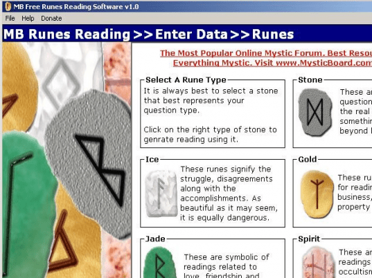 MB Free Runes Reading Software Screenshot 1