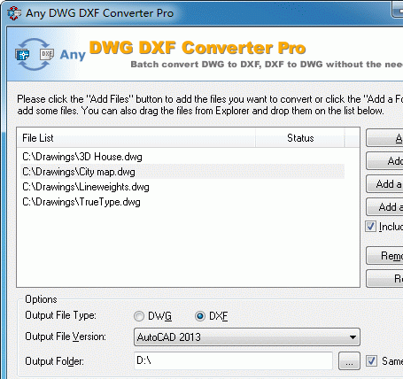DWG to DXF Converter Pro Std Screenshot 1