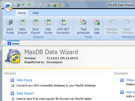 MaxDB Data Wizard Screenshot 1