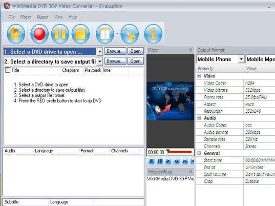 WinXMedia DVD 3GP Video Converter Screenshot 1