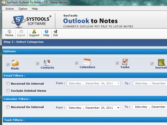 Move Outlook to Notes Screenshot 1