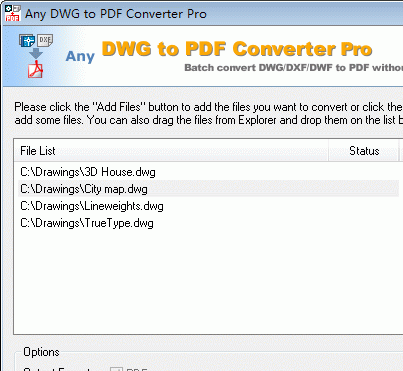 DWG to PDF Converter Pro 2010.9 Screenshot 1
