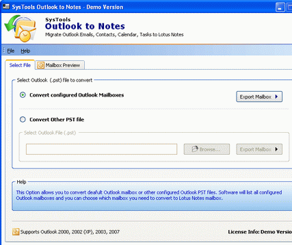 Export Microsoft Outlook to Notes Screenshot 1