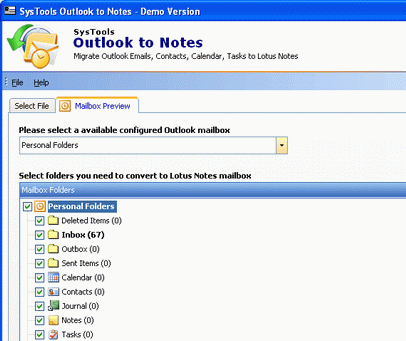 Outlook to Notes Transition Screenshot 1