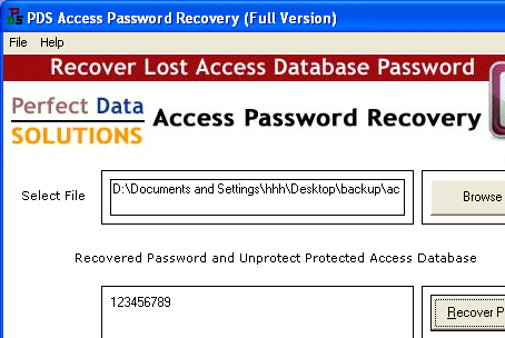 Access Password Unlocker Screenshot 1