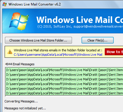 Windows Live Mail 2011 to Outlook 2010 Screenshot 1