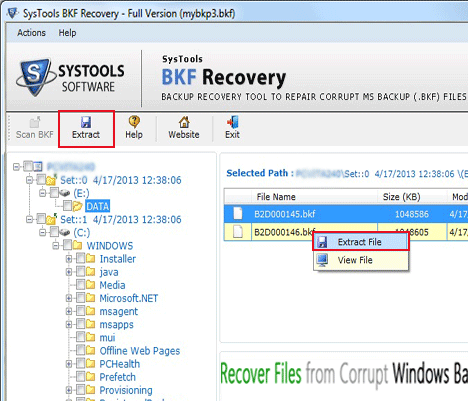 Windows Corrupt Backup Repair Screenshot 1