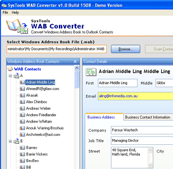 Outlook Express WAB Conversion Screenshot 1